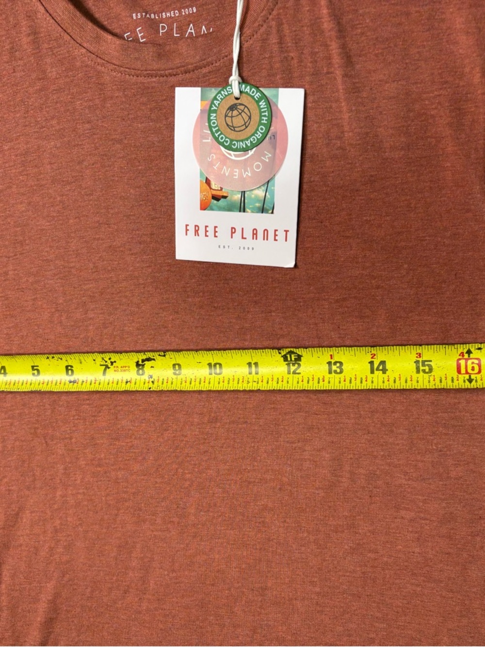 Free Planet Men's Rust Orange Crewneck Tee - Picture 9 of 11